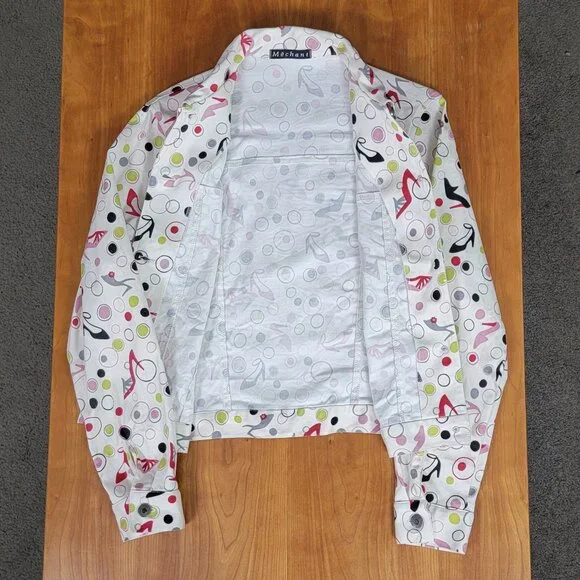 Mechant High Heeled Shoes Novelty Print Cream Jacket - M - Picture 7 of 10